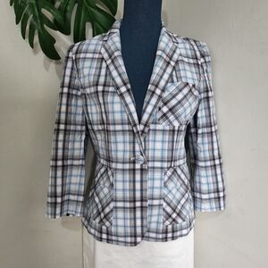 Talbots Cotton Plaid Blazer Jacket